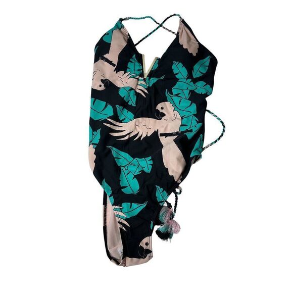NWT No Boundaries womens swimsuit Large 11-13 black tropical - Picture 1 of 5